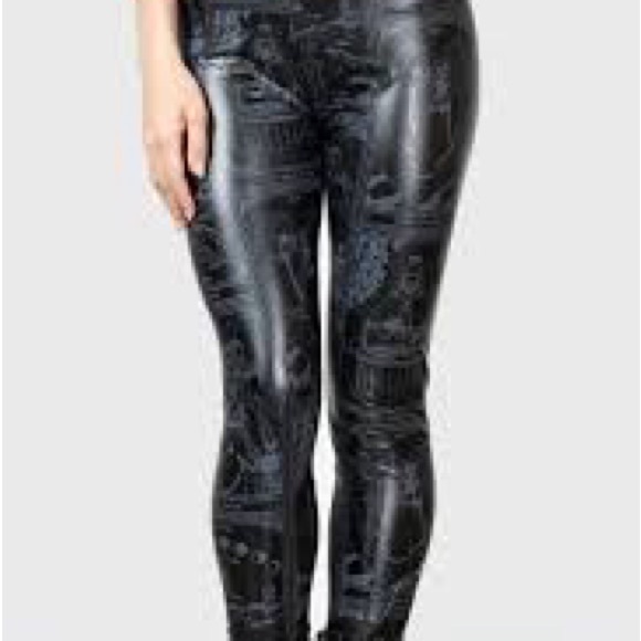 Killstar Tarot Leggings Black Gothic Occult Stretch Pants NWT Size Small - Picture 2 of 5